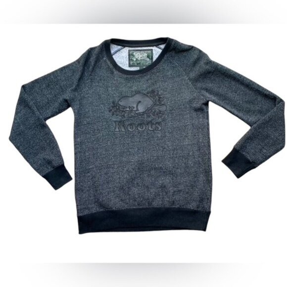 Roots Women’s Sweatshirt Leather Beaver logo Navy blue Pepper Size S - Picture 15 of 15